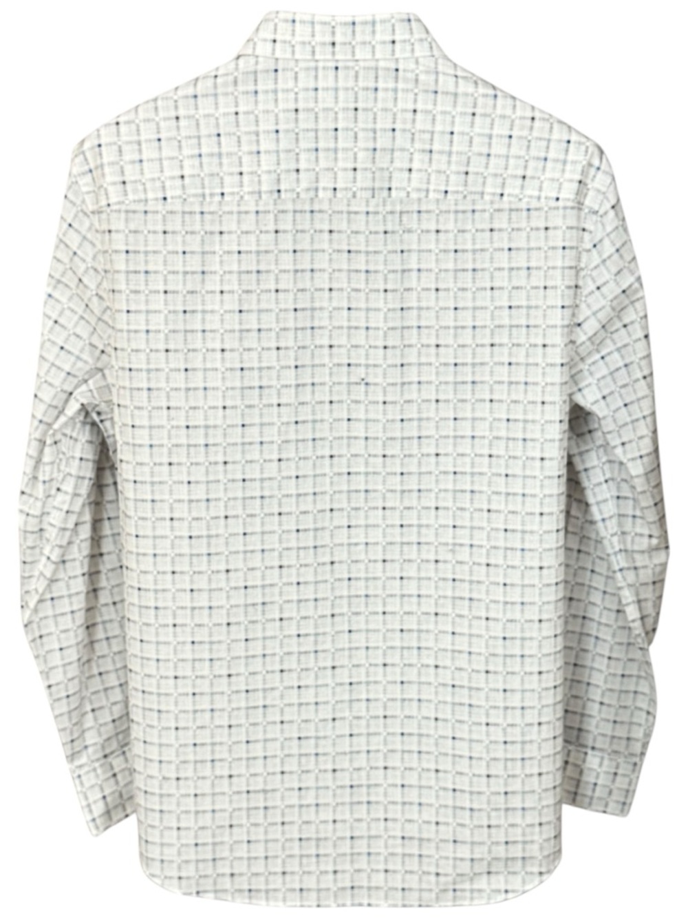 NWT Bugatchi Shaped Fit Comfort Stretch Shirt - White/Blue Grid - Size L - Picture 8 of 8